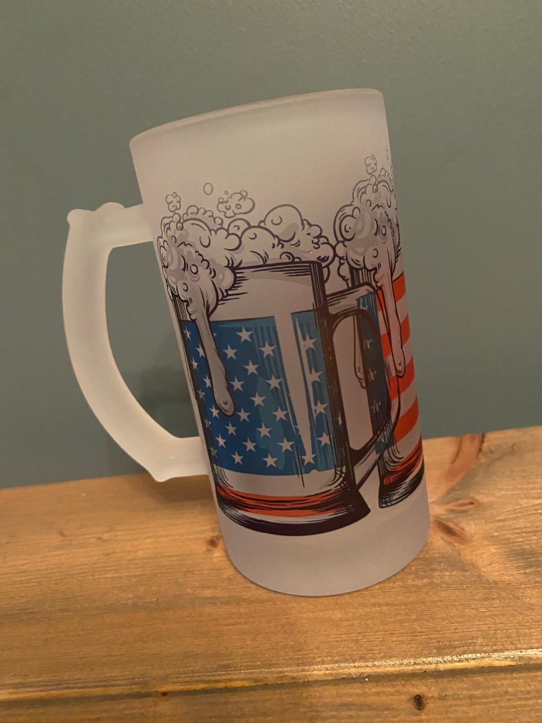 16oz Frosted Patriotic Beer Glass